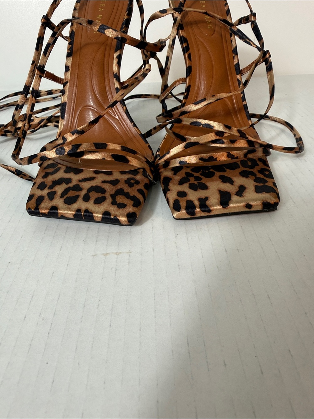 Azalea Wang Laura Leopard Print Lace-Up High Heel Sandal size 7 NWOT - Picture 8 of 9